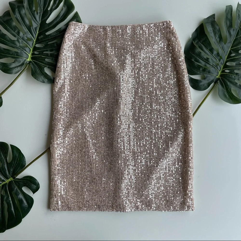 Loft 0 Silver Shiny Skirt MIDI Zip Back - Picture 1 of 4